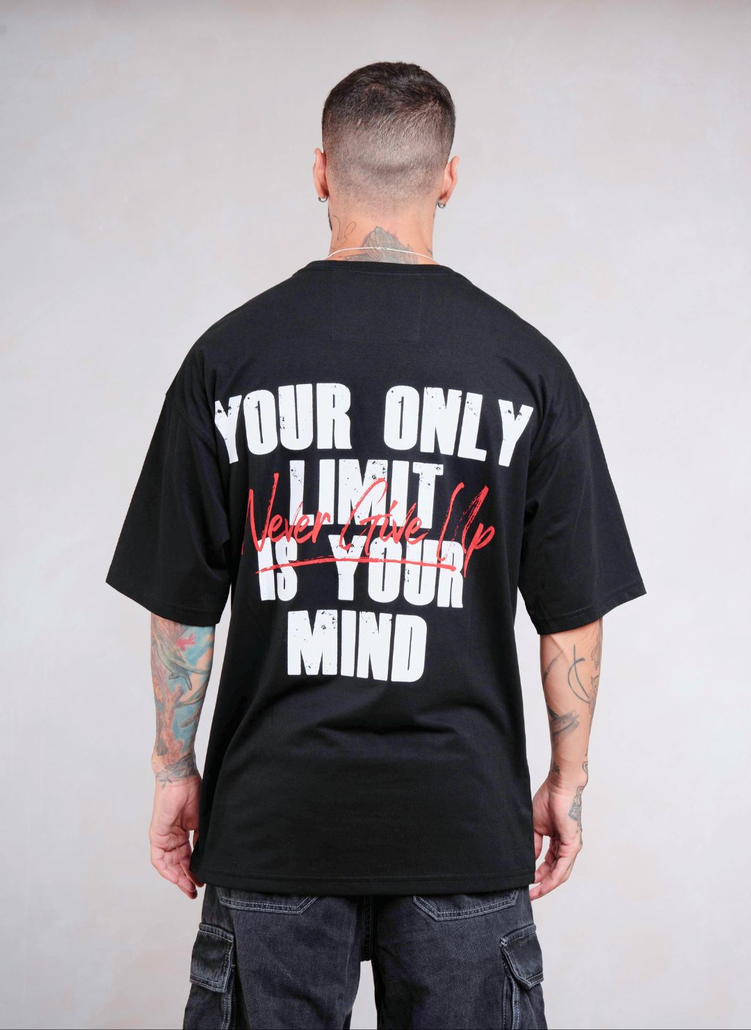 Polo oversize - Never Give Up Black