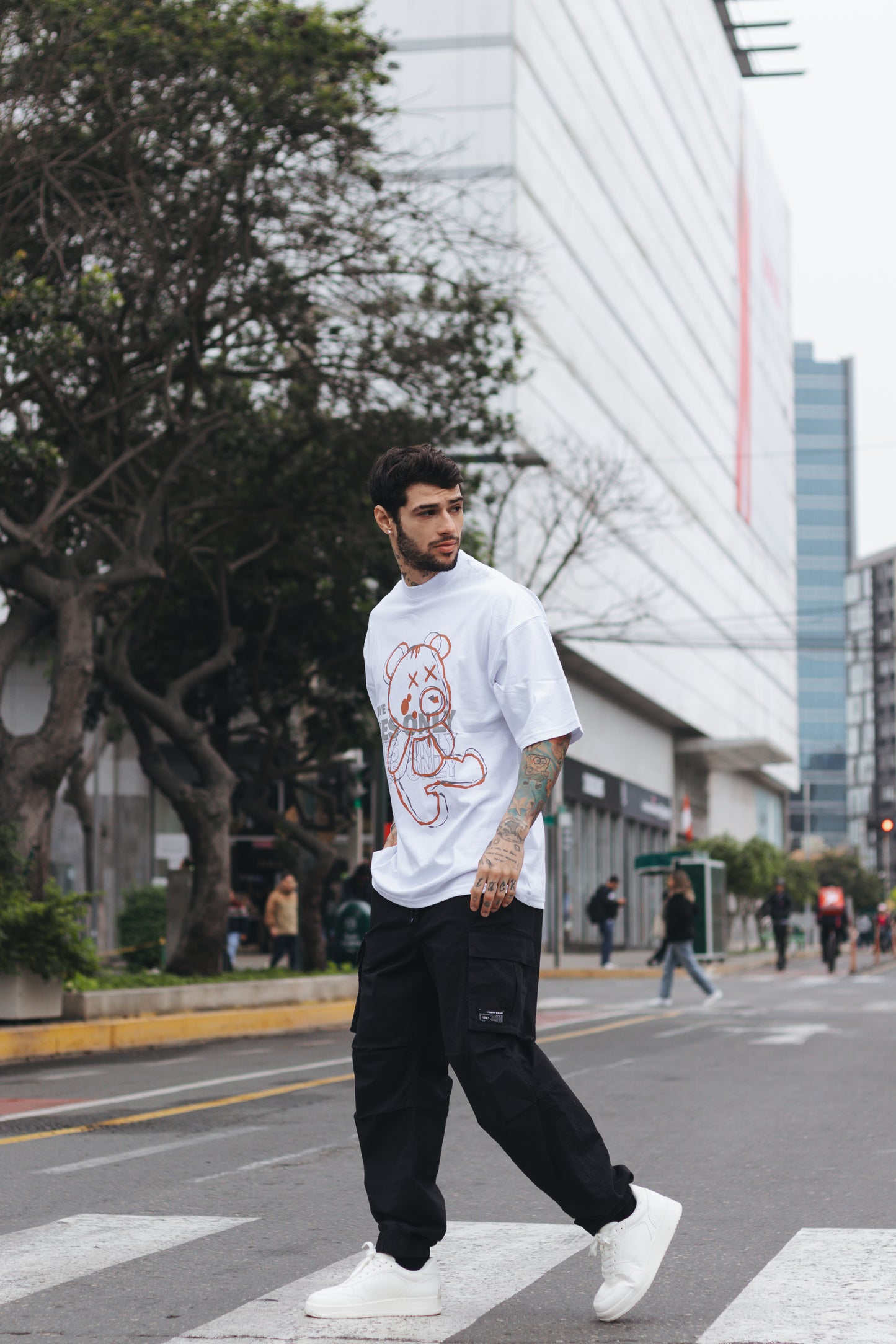 Polo Oversize - Positive Vibes Blanco