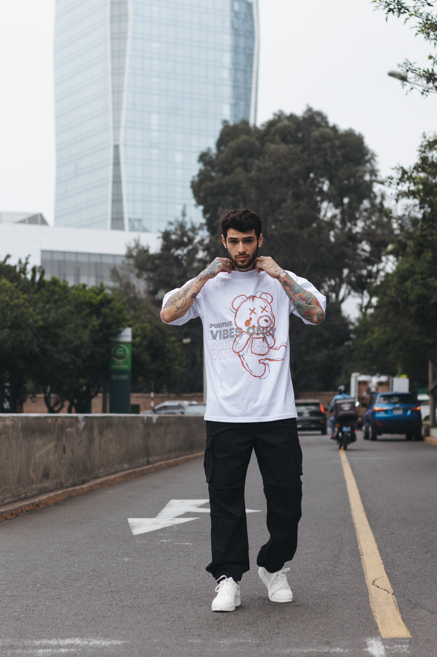 Polo Oversize - Positive Vibes Blanco
