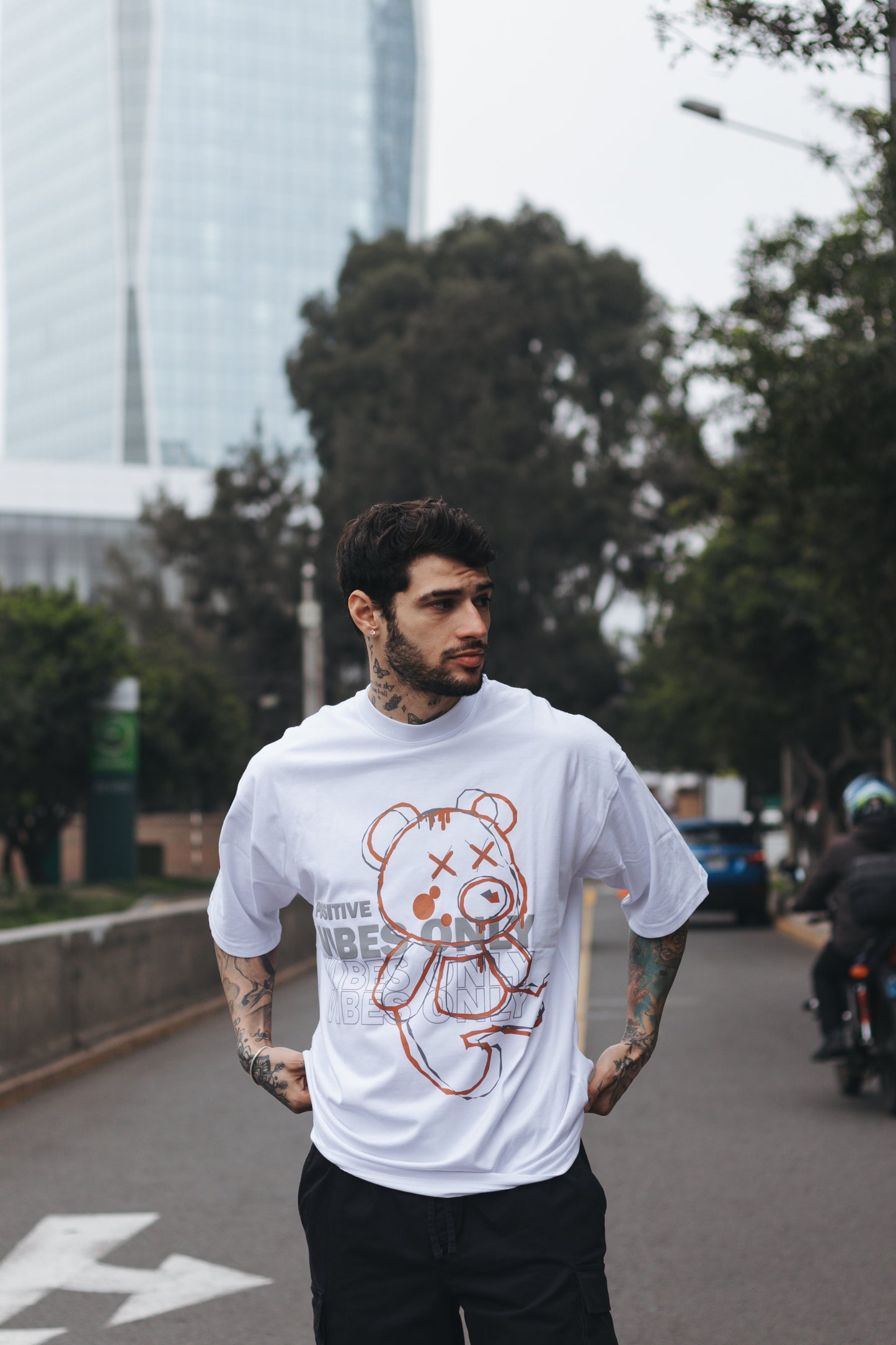 Polo Oversize - Positive Vibes Blanco