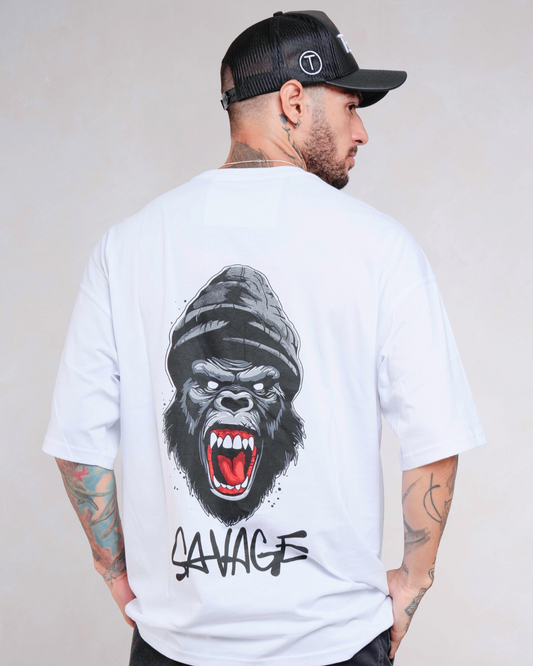 Polo oversize - Monkey Savage Blanco