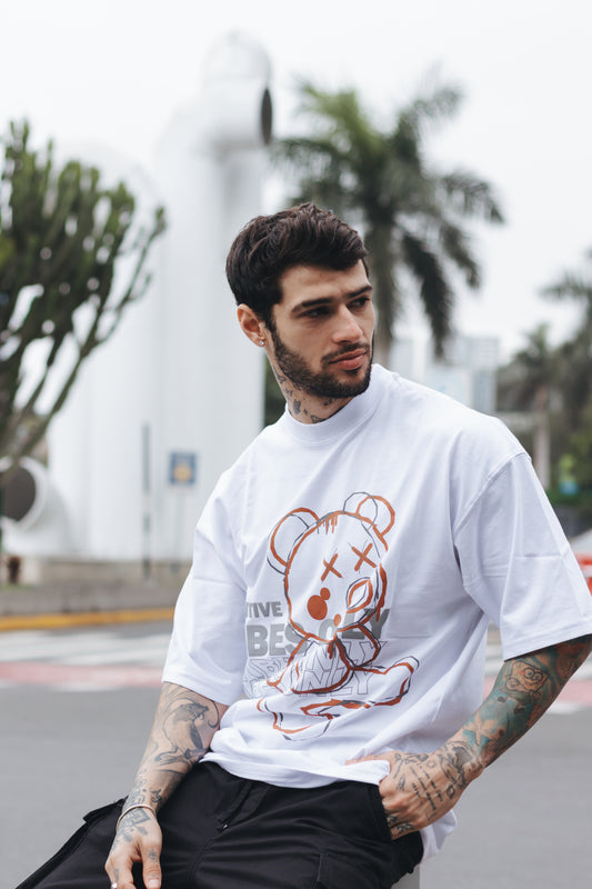 Polo Oversize - Positive Vibes Blanco